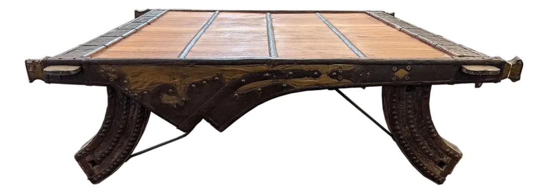 1960s Rustic Brown Reclaimed Teak Wood Square Coffee Table – 1 Piece (1 of 8)