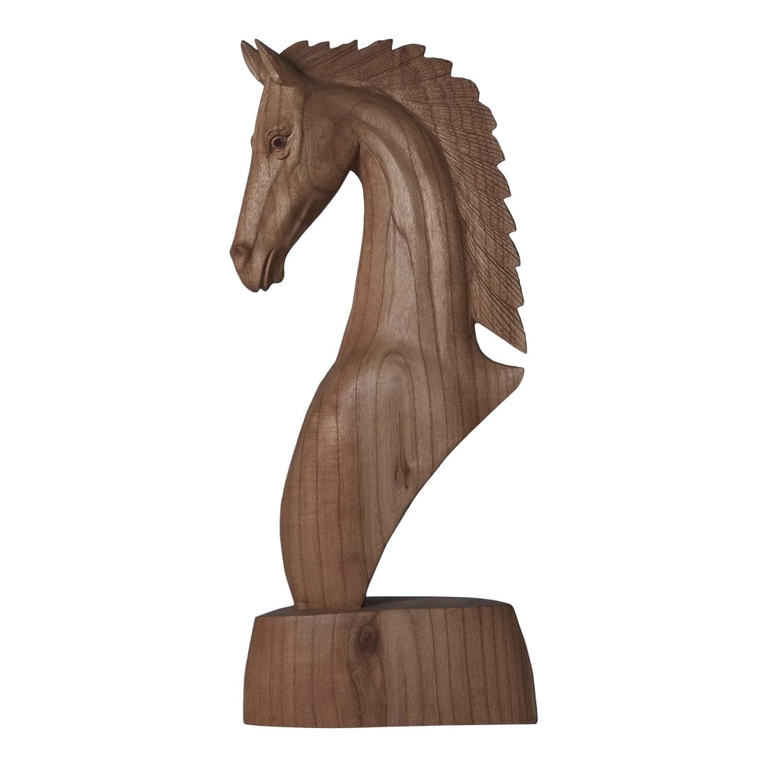 1970s Handcrafted Wooden Horse Head Statue for Shelf Decor | 16" Rustic Equestrian Sculpture | Gift: Capture the untamed spirit and grace of the equestrian world with this magnificent Modern Farmhouse Horse Statue. This hand carved horse head bust is more than just a decorative piece; it is a