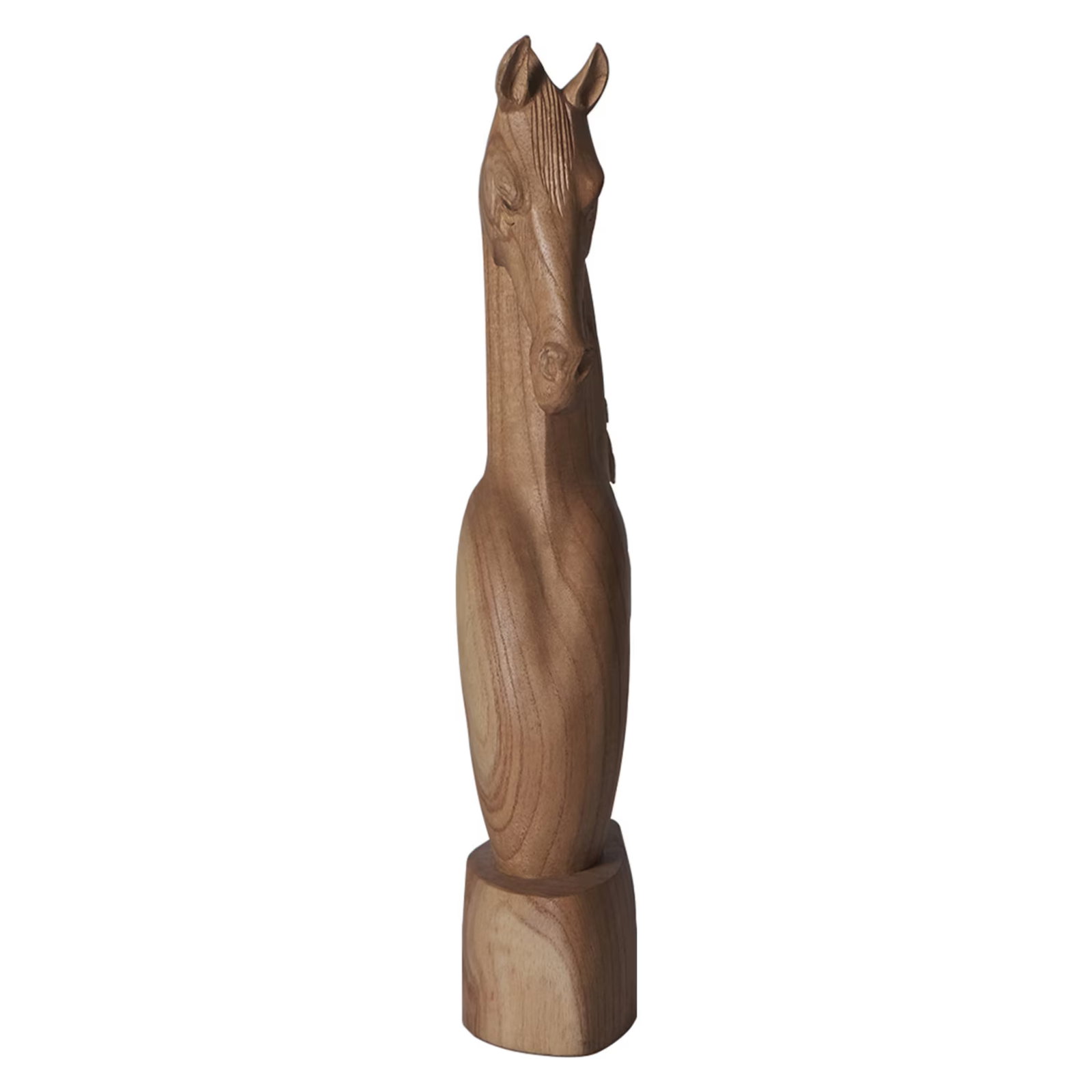 1970s Handcrafted Wooden Horse Head Statue for Shelf Decor | 16" Rustic Equestrian Sculpture | Gift - 3