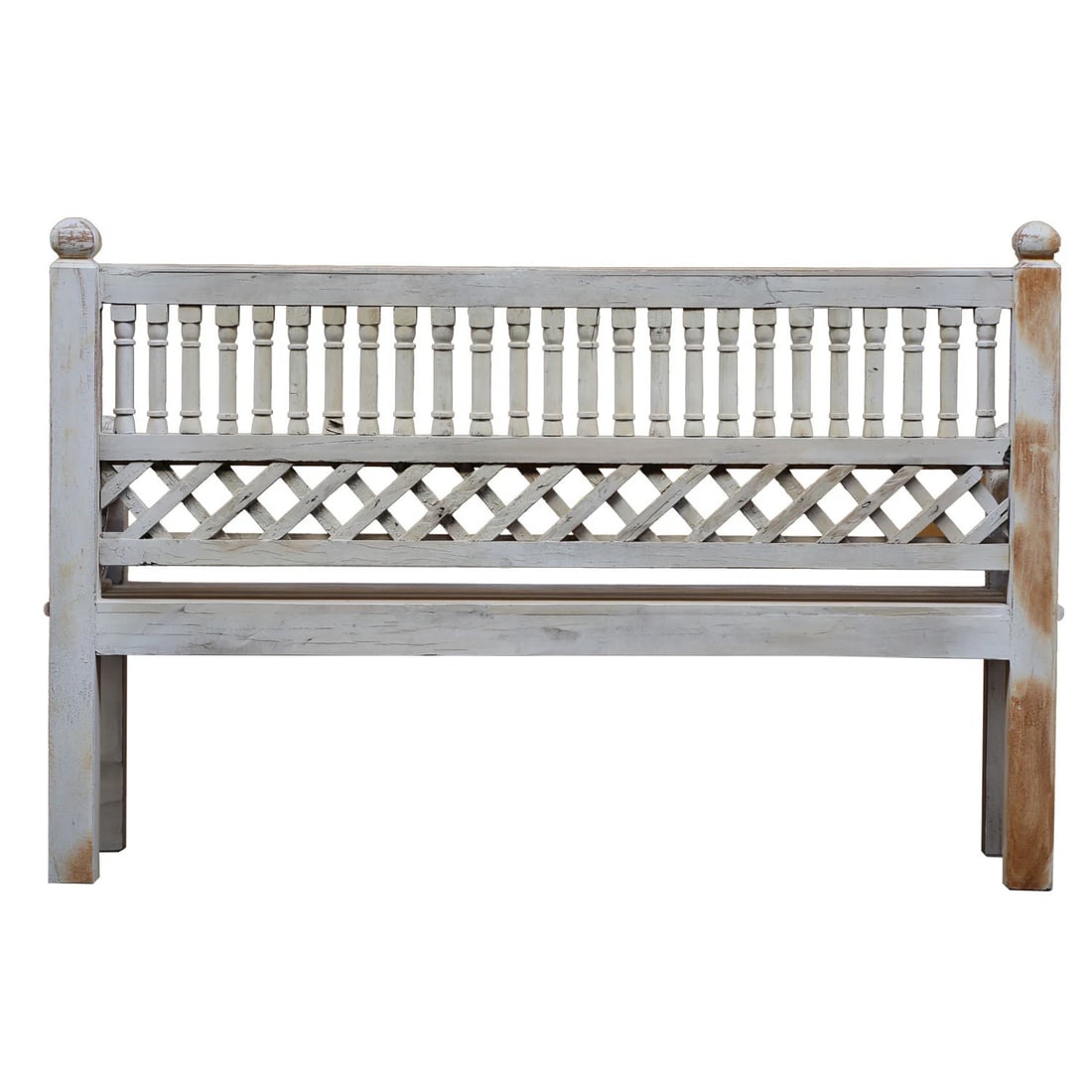 1980s Rustic White Reclaimed Wood Settee Bench – 1 Piece - 2