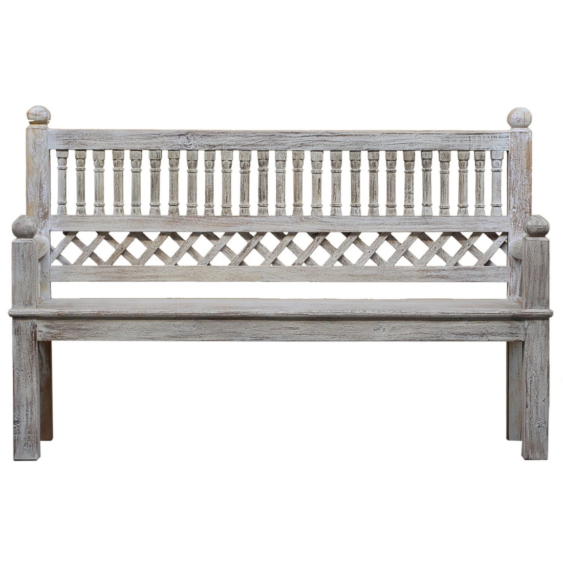 1980s Rustic White Reclaimed Wood Settee Bench – 1 Piece - 4