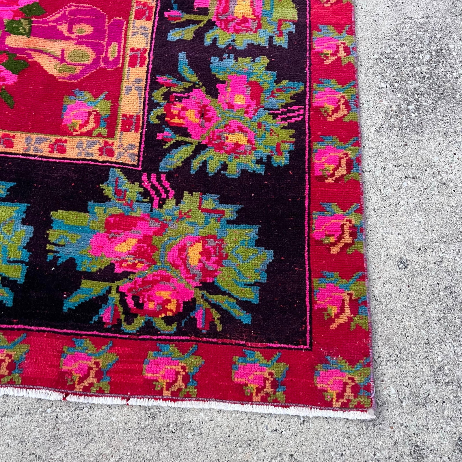 1930s Vintage Karabakh Rug Caucasian Handwoven Wool on Cotton Foundation pinkVibrant Floral Rug - - 7