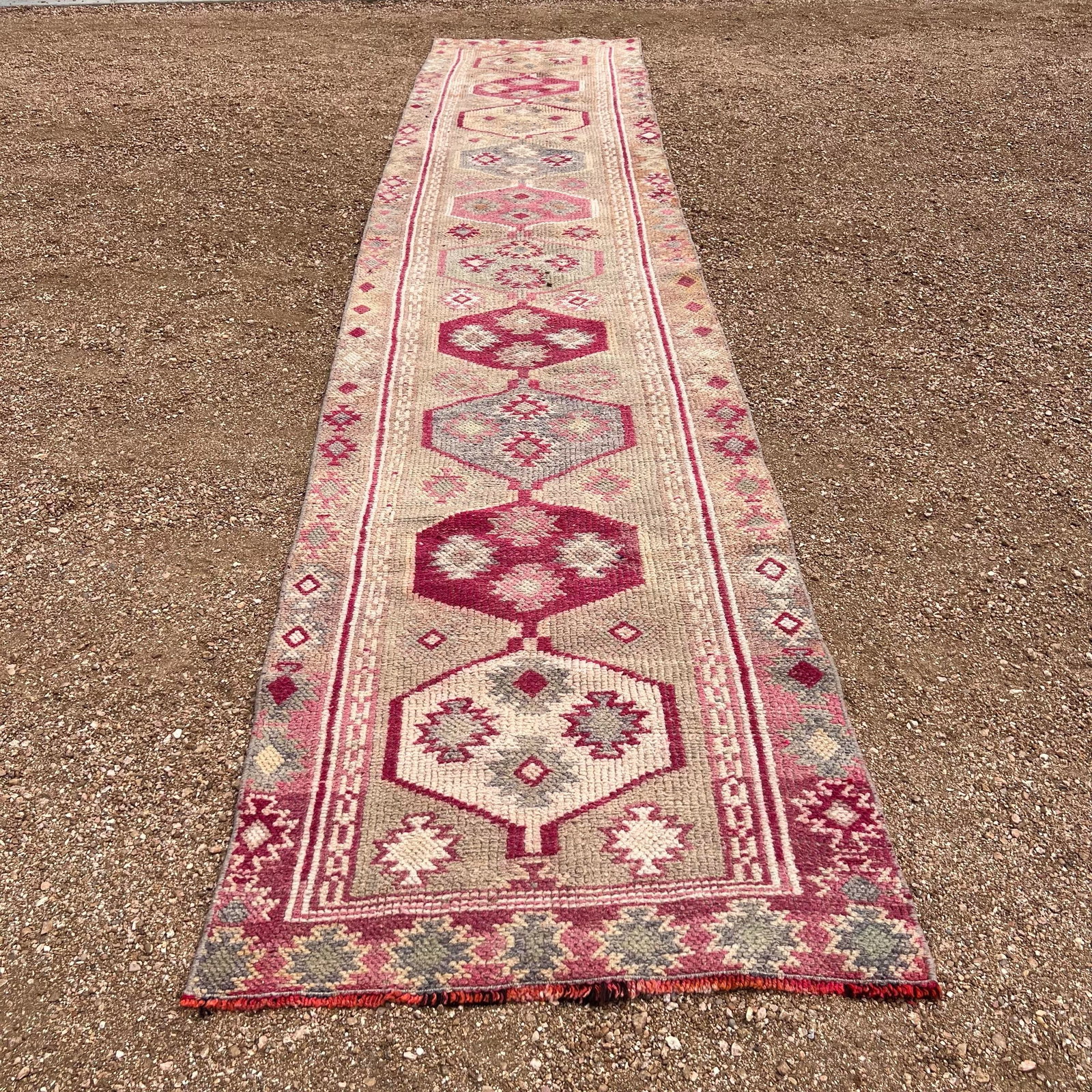 1940s Vintage Turkish Tribal Kurdish Purple Runner Rug - 2