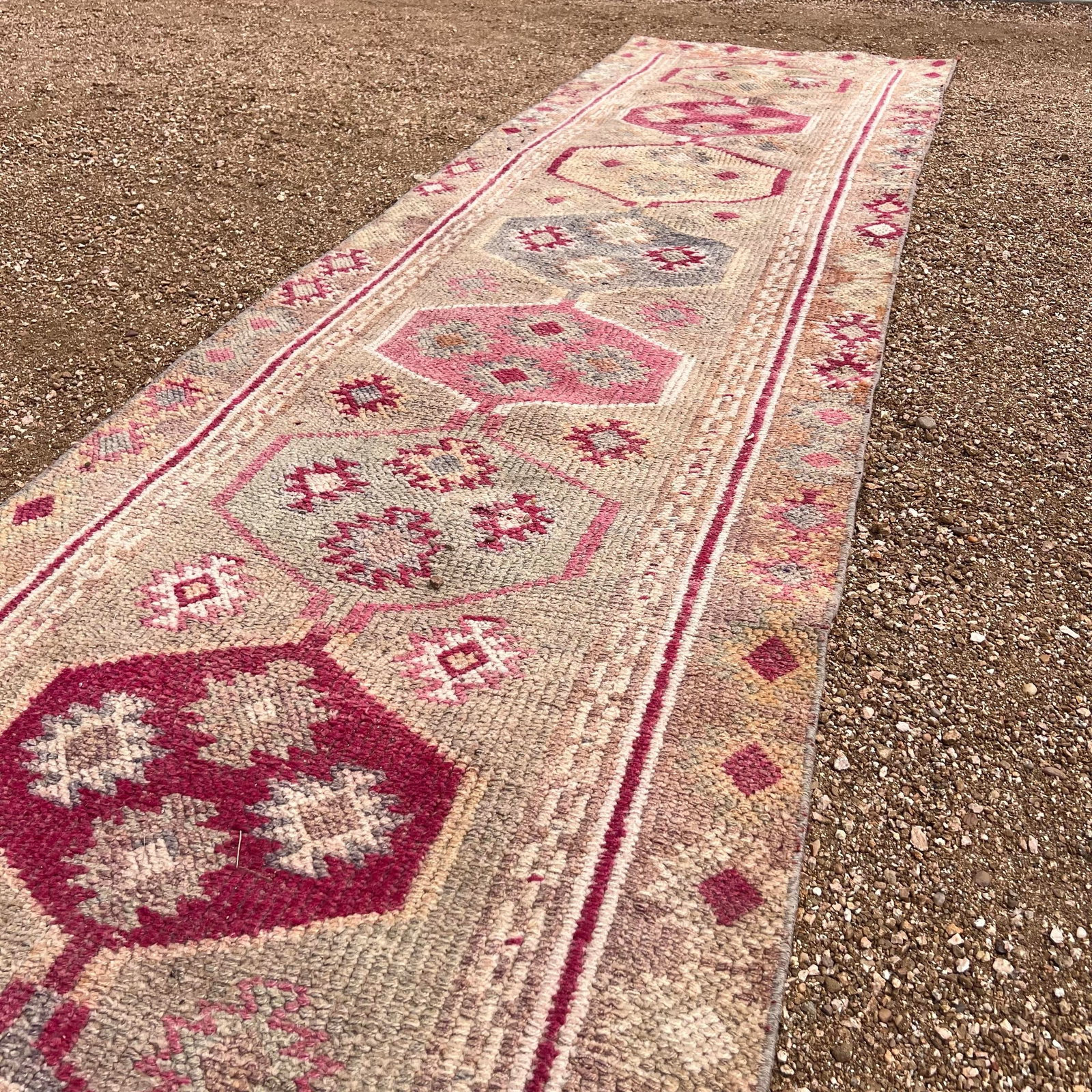 1940s Vintage Turkish Tribal Kurdish Purple Runner Rug - 5
