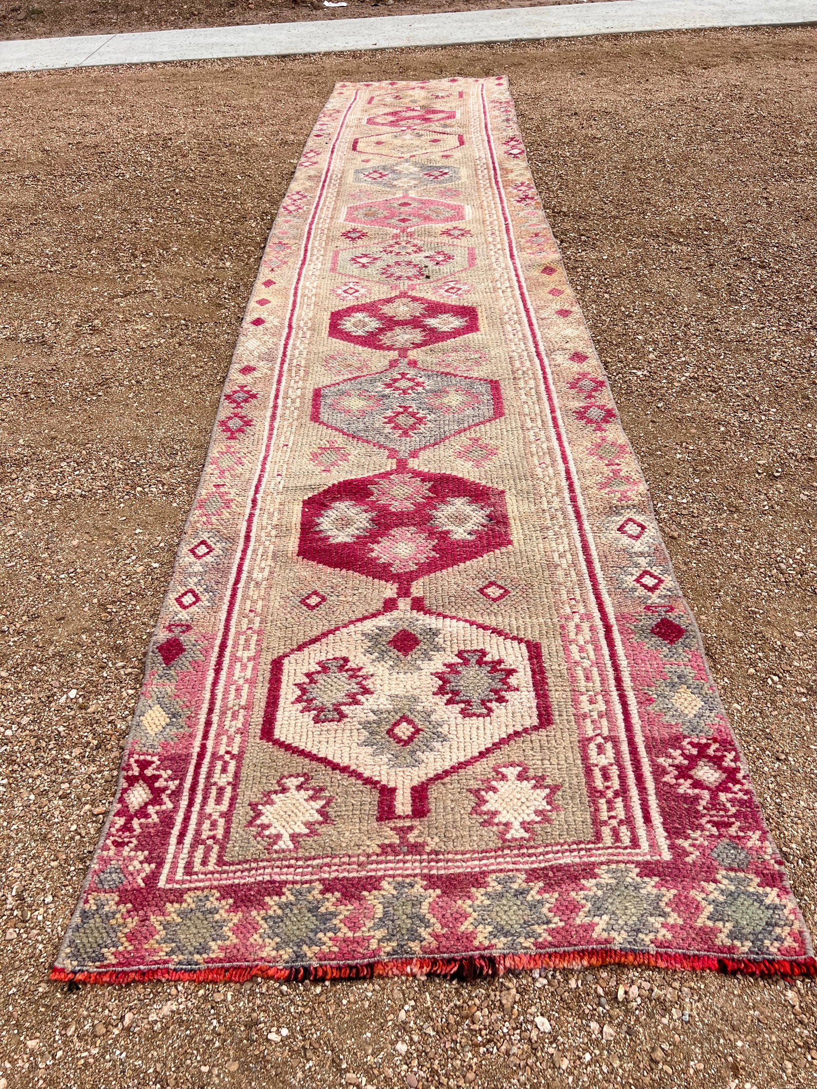 1940s Vintage Turkish Tribal Kurdish Purple Runner Rug - 6