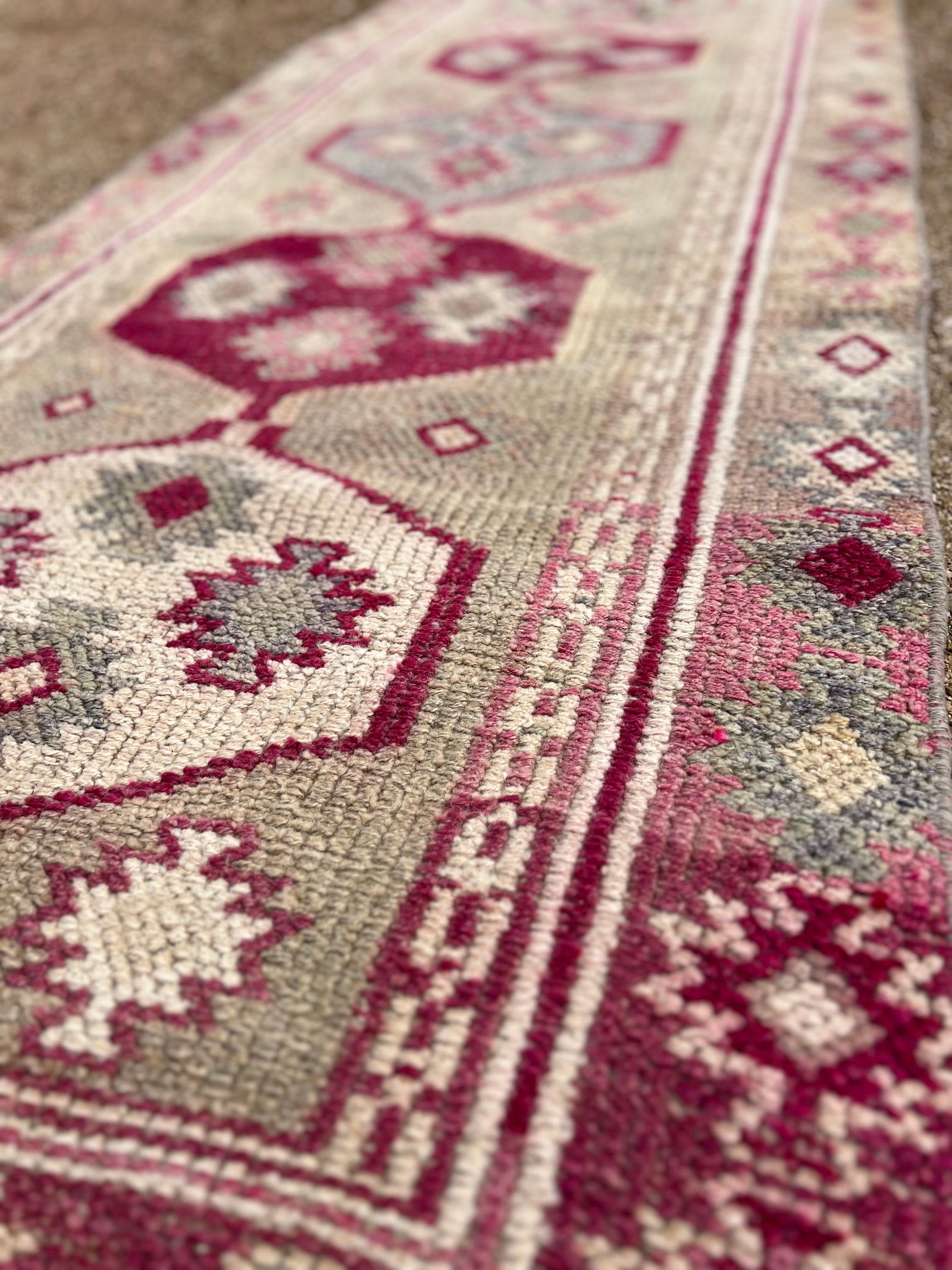 1940s Vintage Turkish Tribal Kurdish Purple Runner Rug - 8