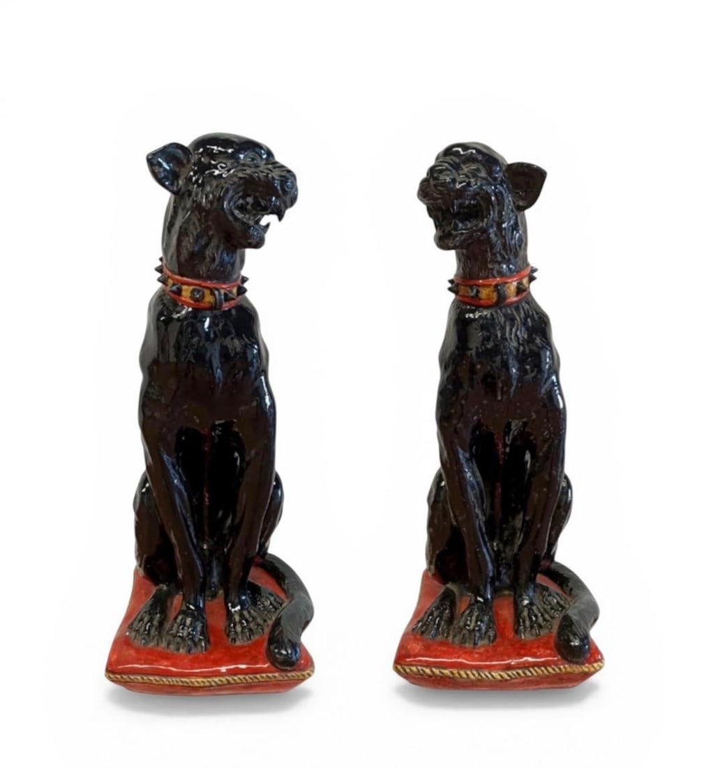 Pair of Ceramic Panther Statues - 2