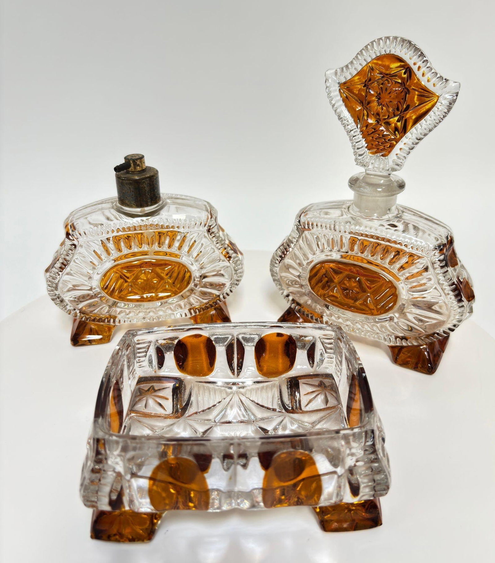 Vintage 1930s Art Deco Karl Palda Crystal Vanity Set of Three Pieces - 12