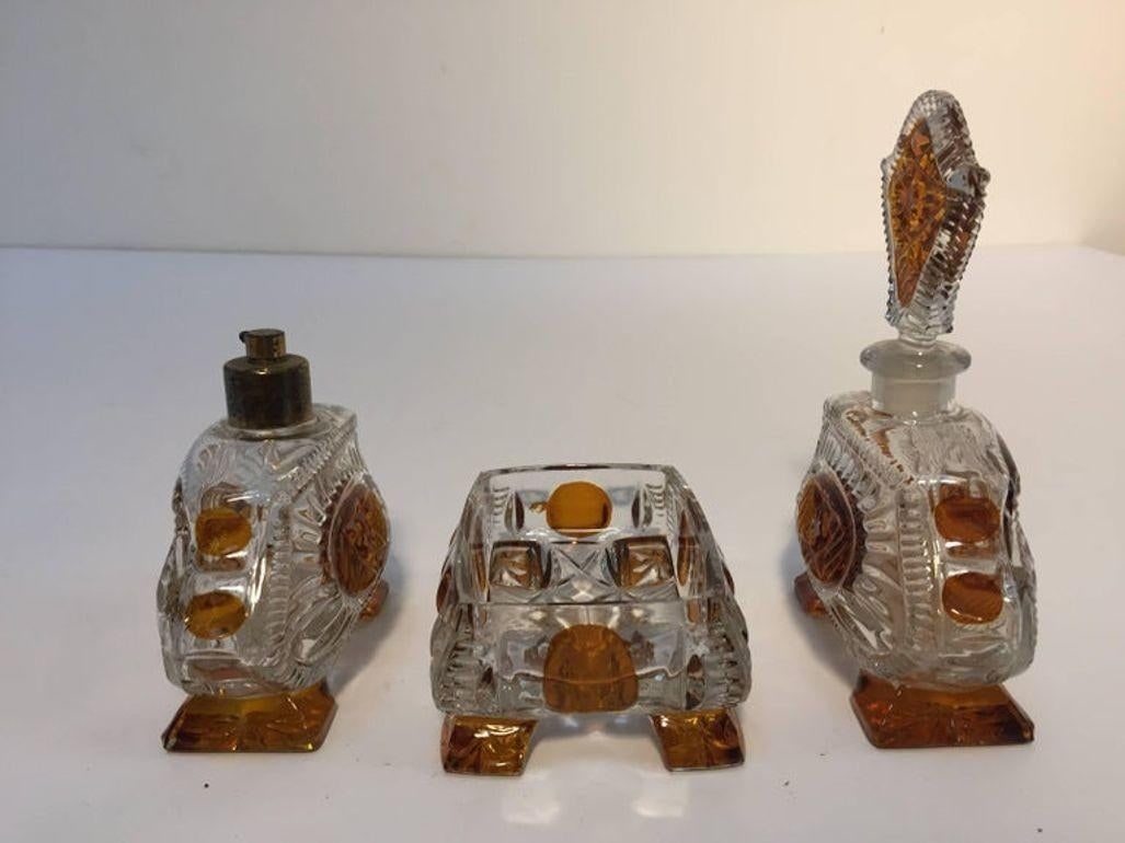 Vintage 1930s Art Deco Karl Palda Crystal Vanity Set of Three Pieces - 9