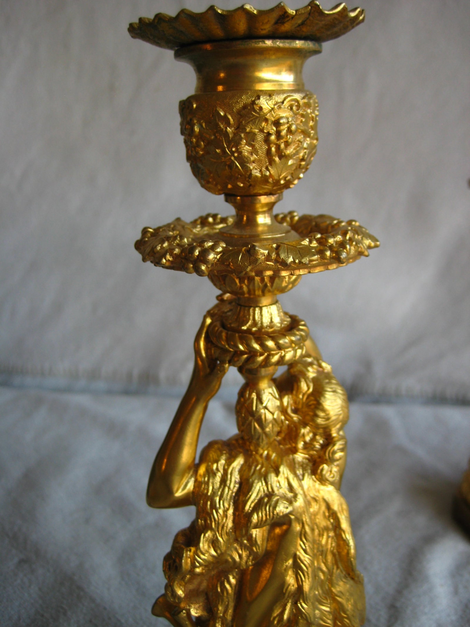 Mid 19th Century Pair of French Napoleon III Gilded Bronze Candlestick - 8