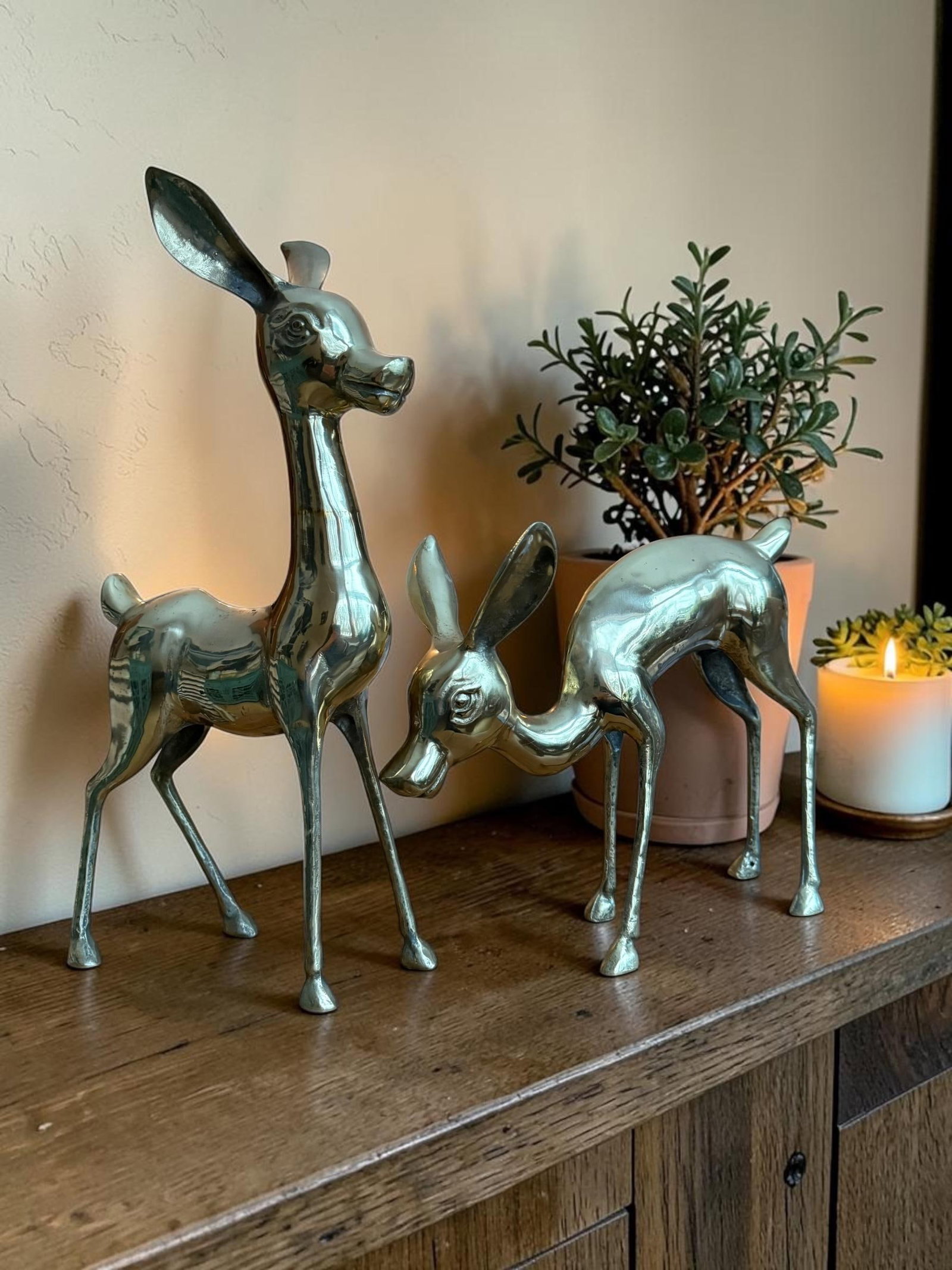 Vintage Solid Brass Large Deer Boho Bambi Fawn Doe - 11