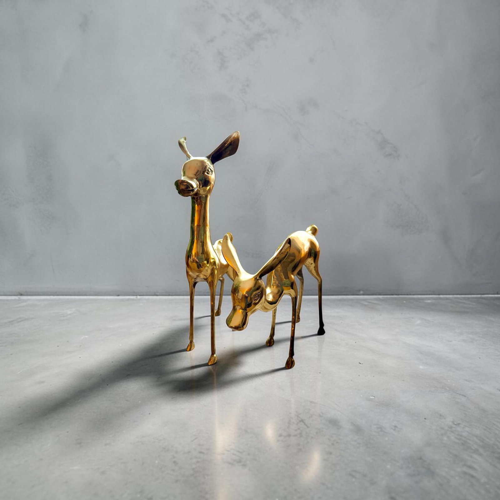 Vintage Solid Brass Large Deer Boho Bambi Fawn Doe - 12