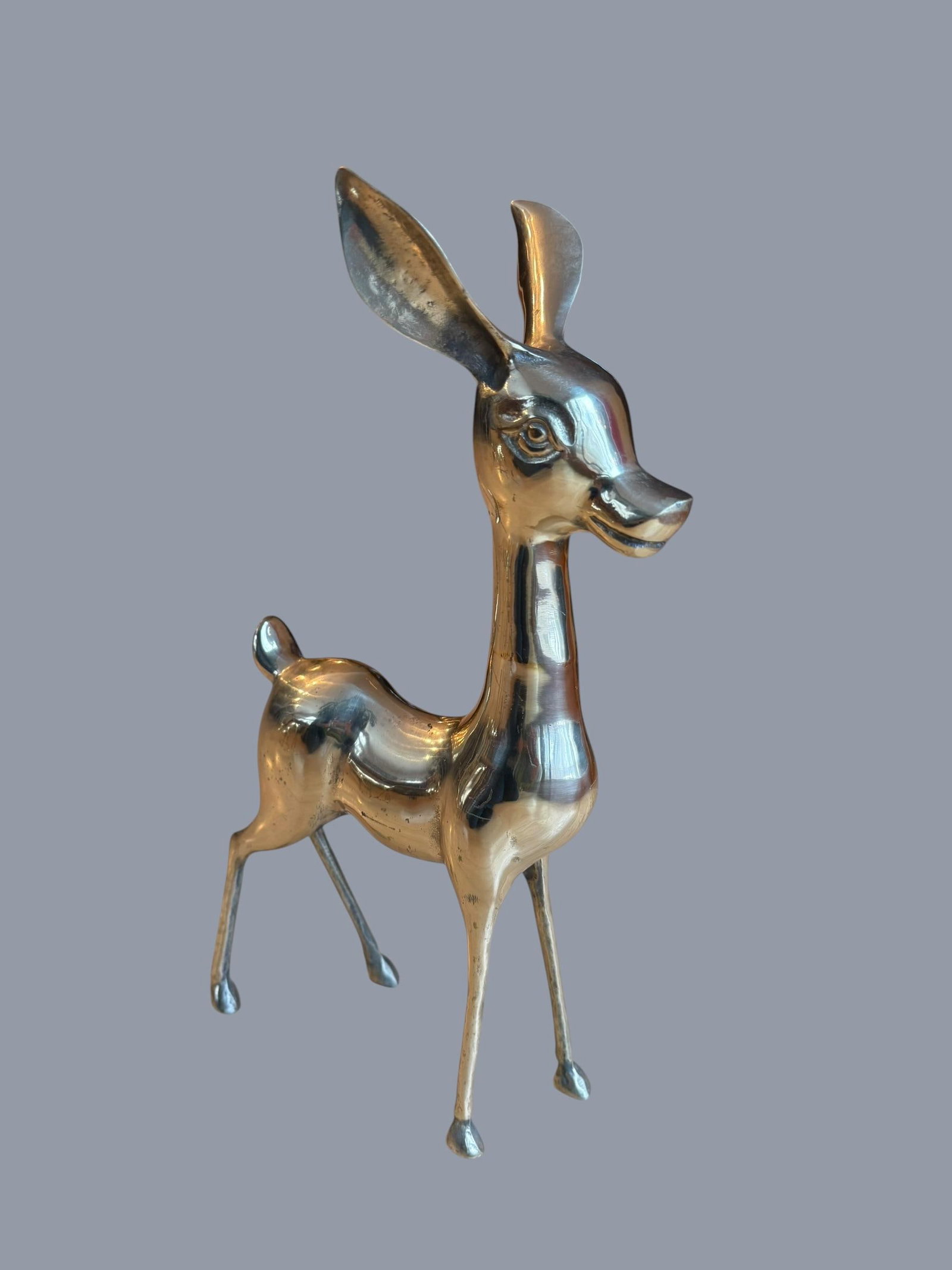Vintage Solid Brass Large Deer Boho Bambi Fawn Doe - 2