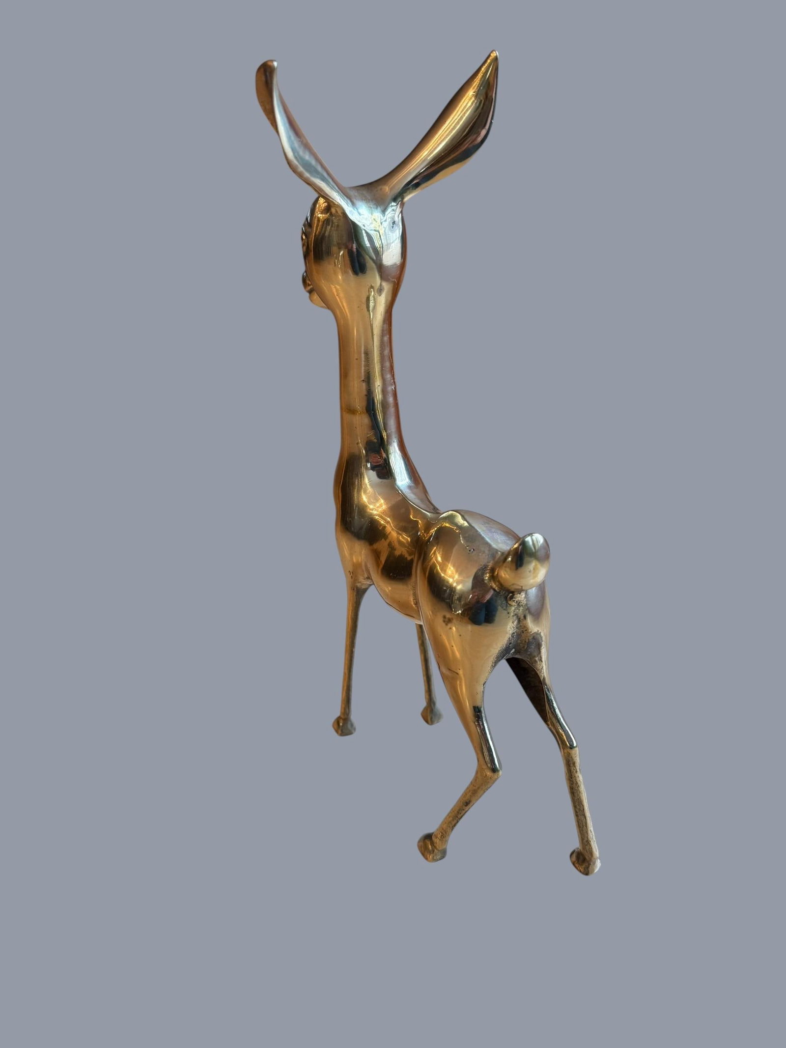 Vintage Solid Brass Large Deer Boho Bambi Fawn Doe - 3