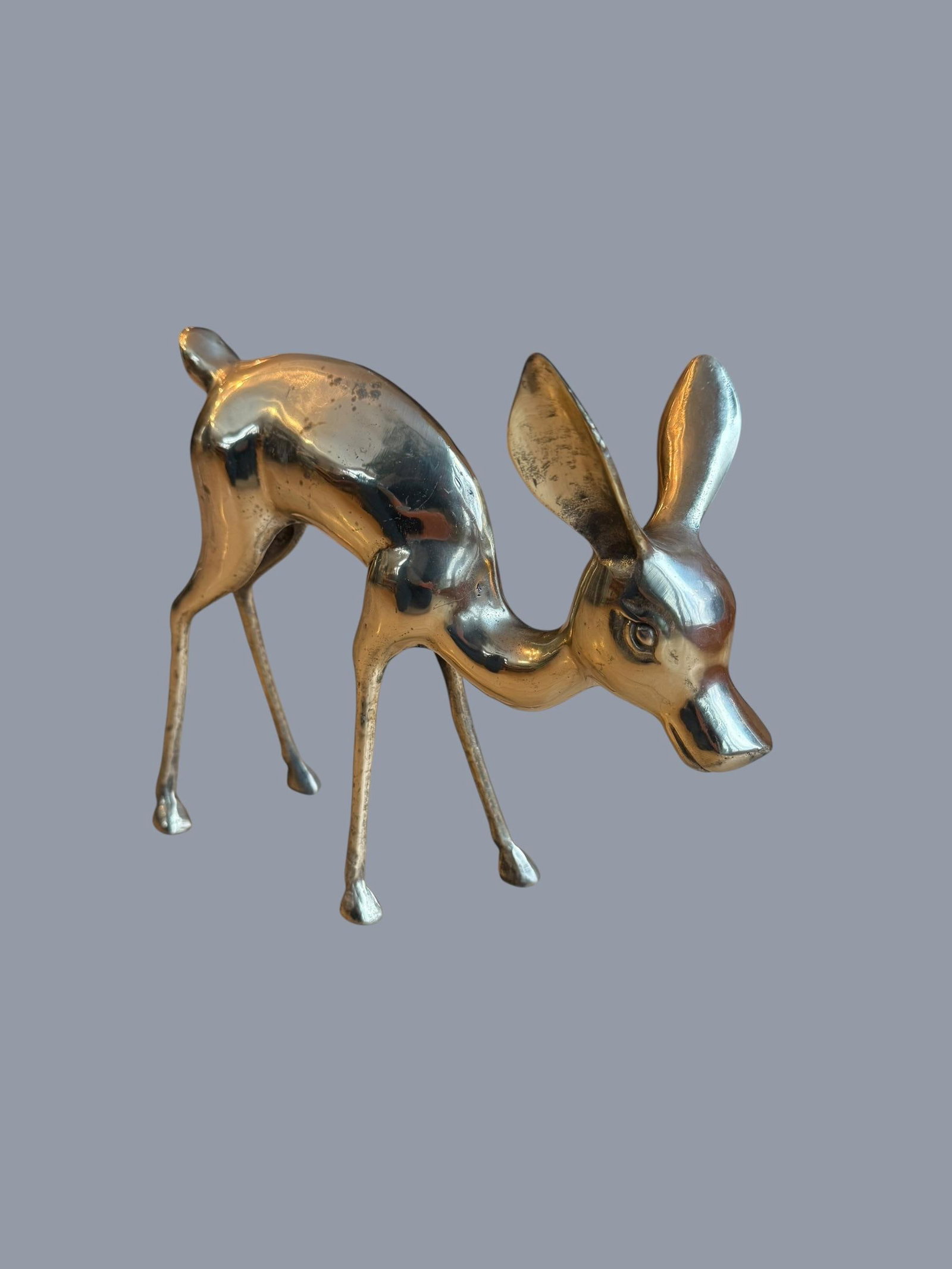 Vintage Solid Brass Large Deer Boho Bambi Fawn Doe - 4