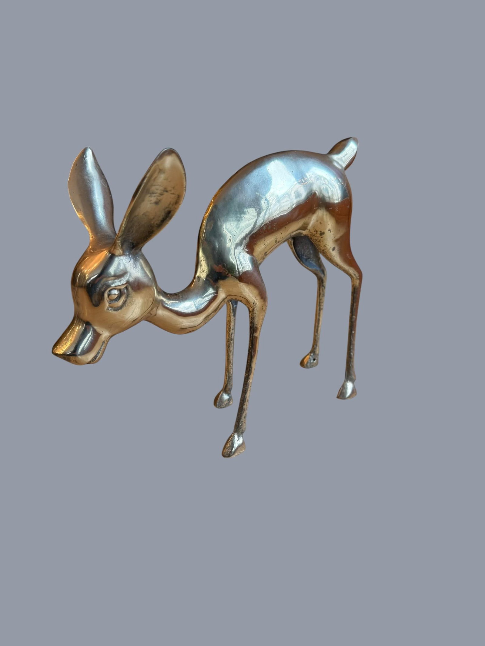 Vintage Solid Brass Large Deer Boho Bambi Fawn Doe - 5