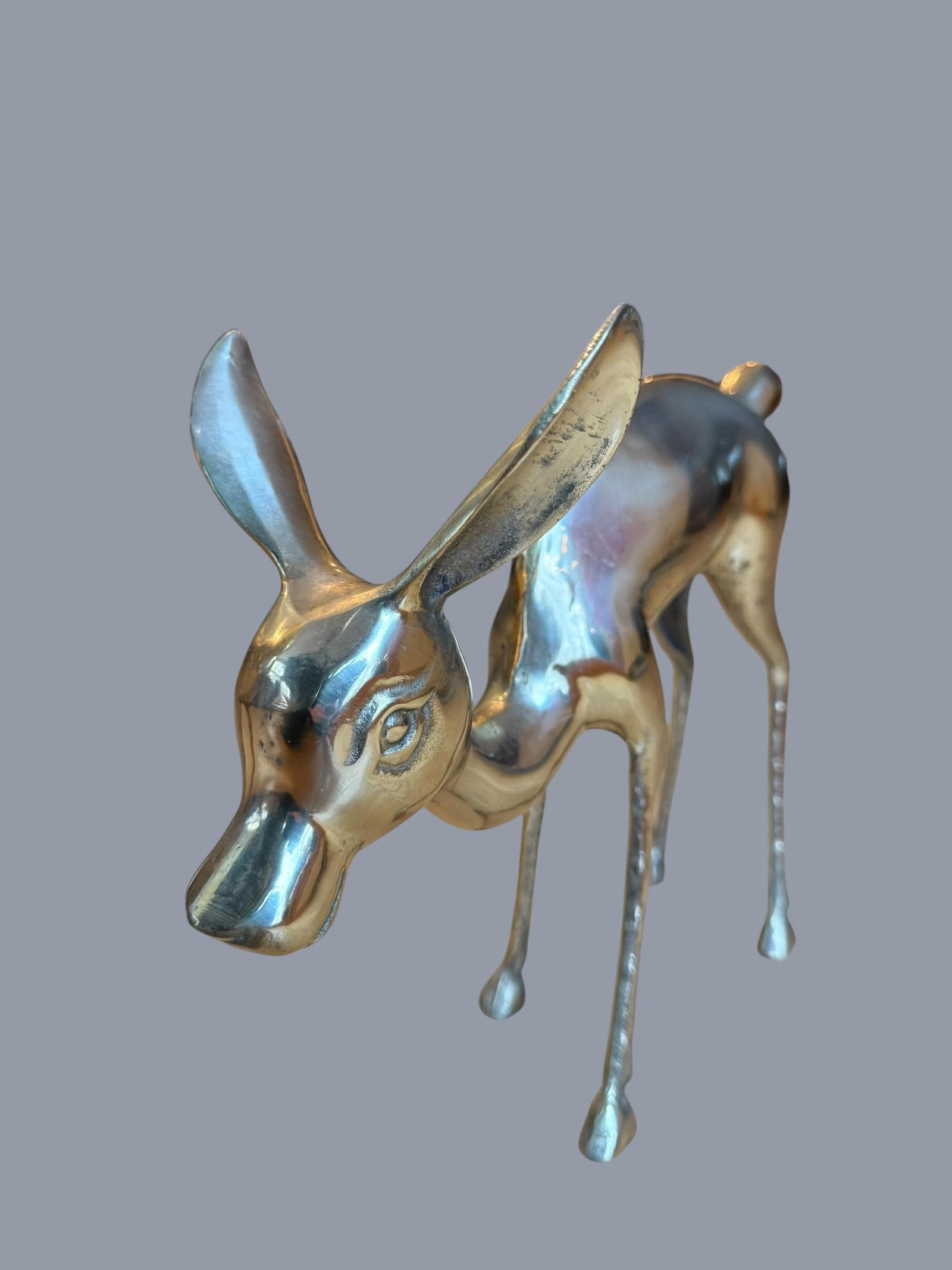 Vintage Solid Brass Large Deer Boho Bambi Fawn Doe - 8