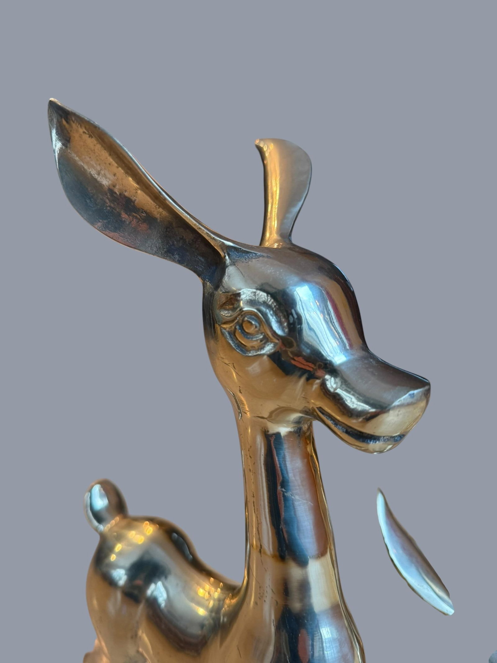 Vintage Solid Brass Large Deer Boho Bambi Fawn Doe - 9