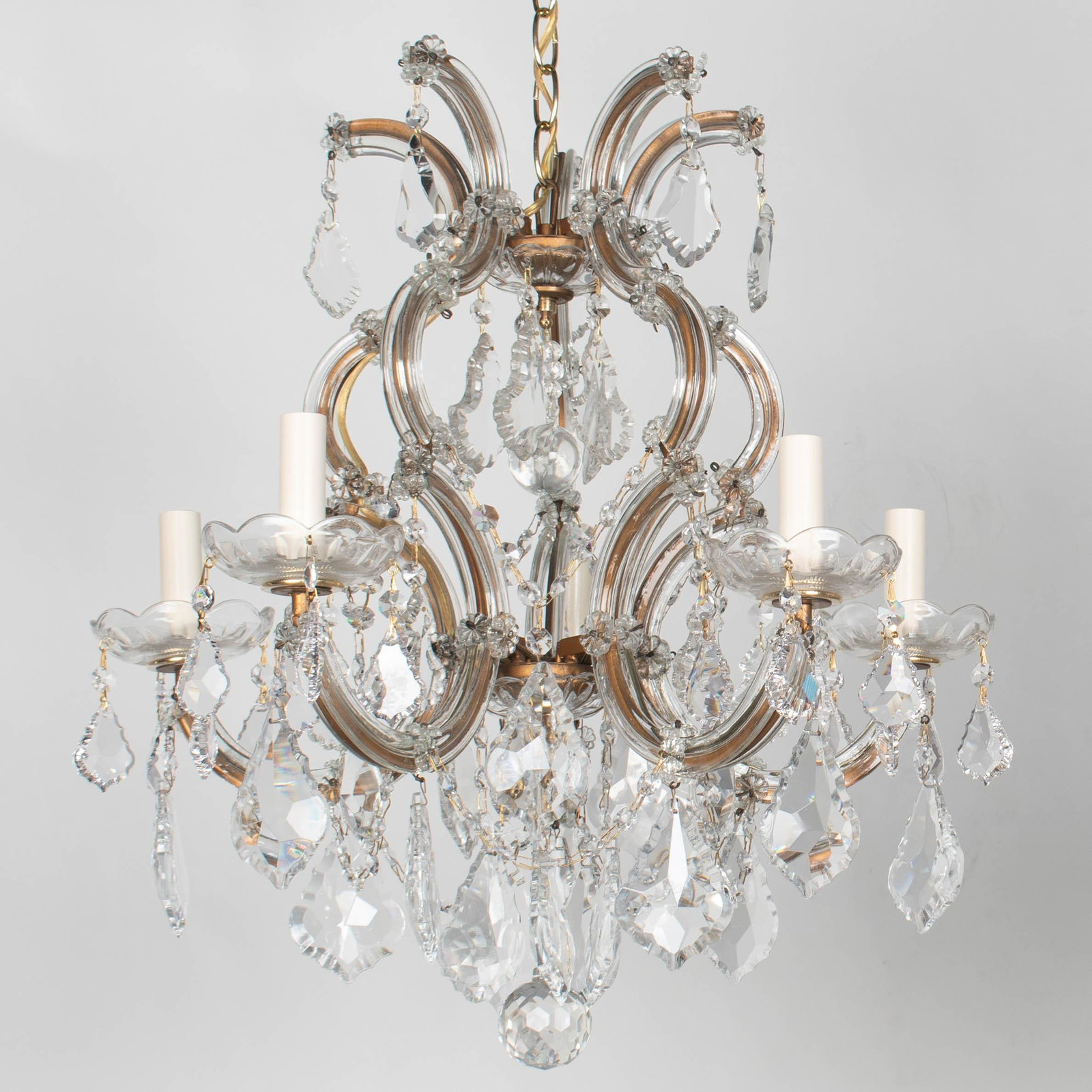 Mid 20th Century Maria Theresa Crystal Chandelier Pair - 3