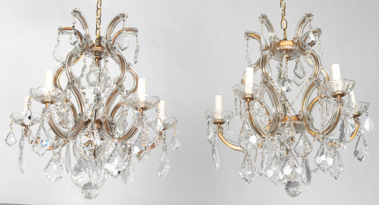 Mid 20th Century Maria Theresa Crystal Chandelier Pair - 5