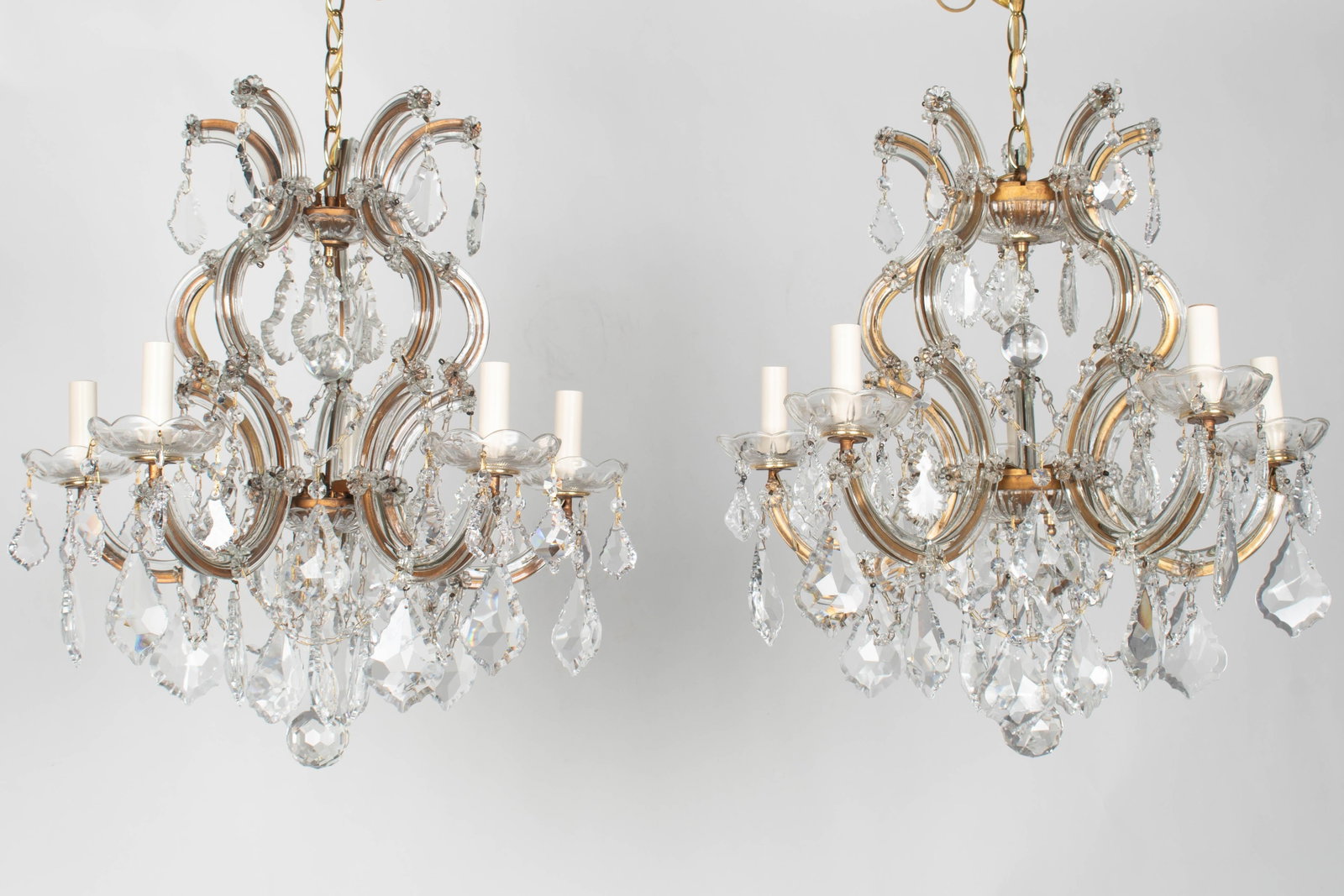 Mid 20th Century Maria Theresa Crystal Chandelier Pair - 6