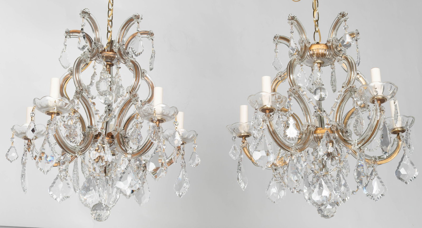 Mid 20th Century Maria Theresa Crystal Chandelier Pair - 7