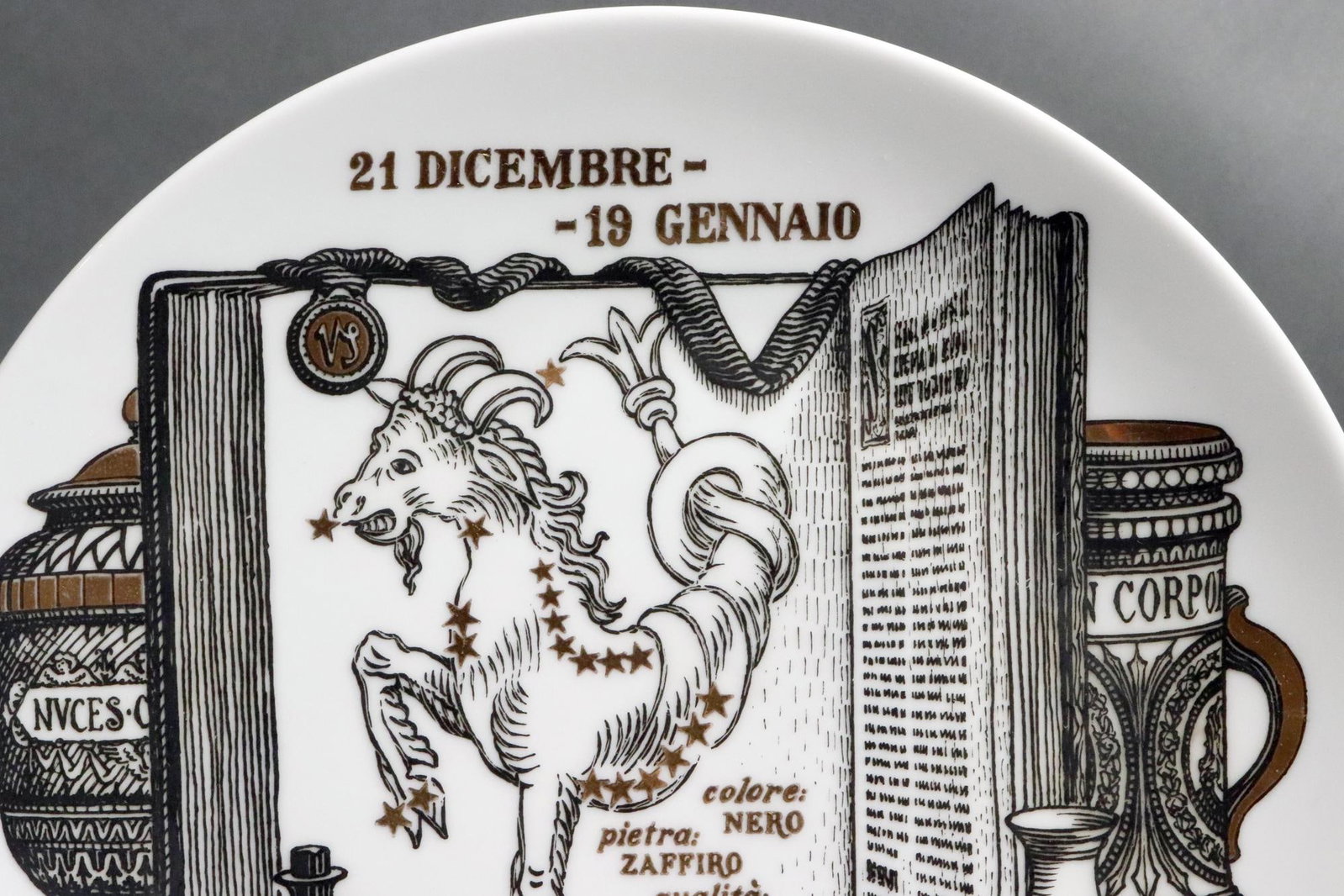 Piero Fornasetti Capricorn Zodiac Porcelain Plate, the Zodiac Pharmacopoeia - 2