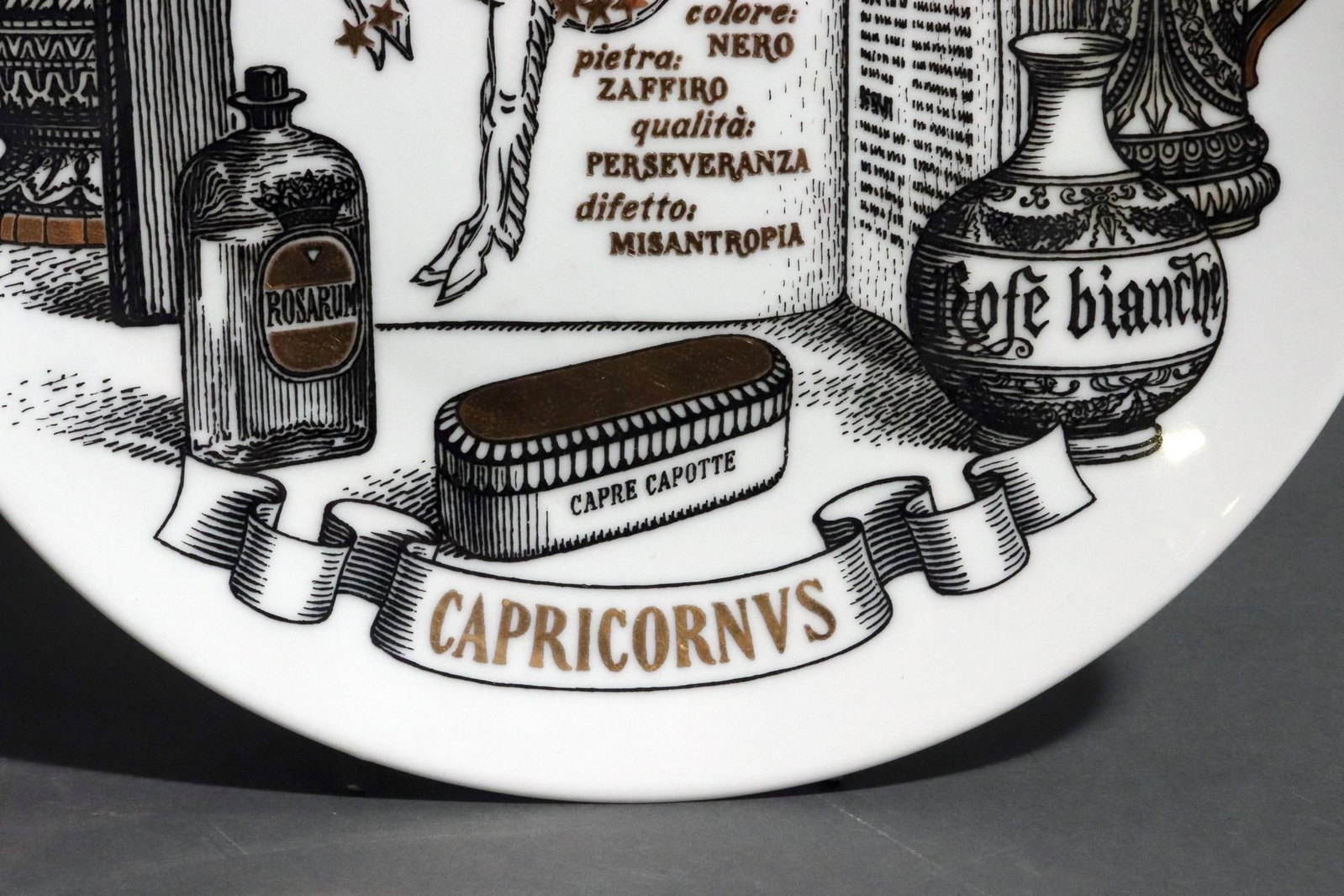 Piero Fornasetti Capricorn Zodiac Porcelain Plate, the Zodiac Pharmacopoeia - 4