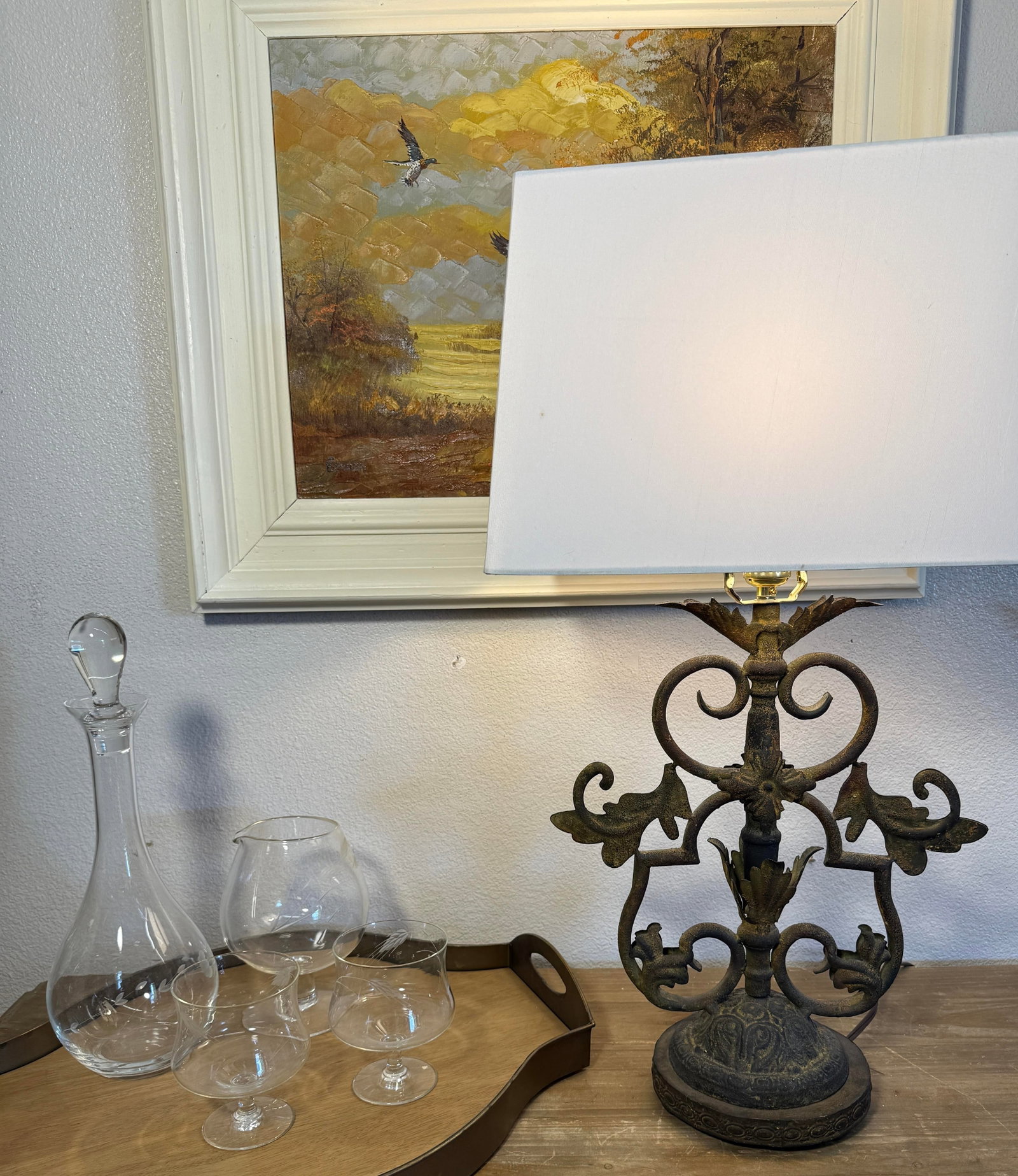 Forged Iron Table Lamp in Antique Finish - 10