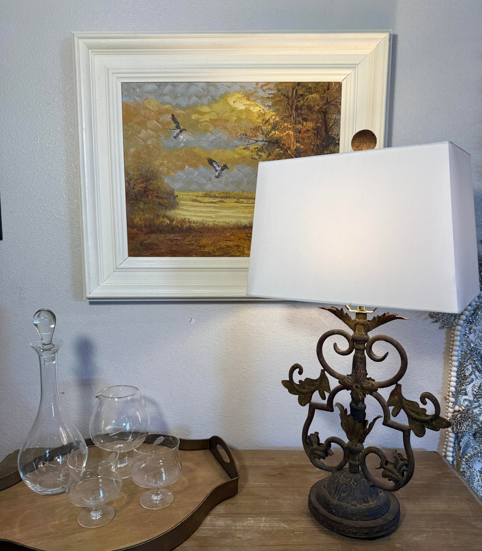 Forged Iron Table Lamp in Antique Finish - 2