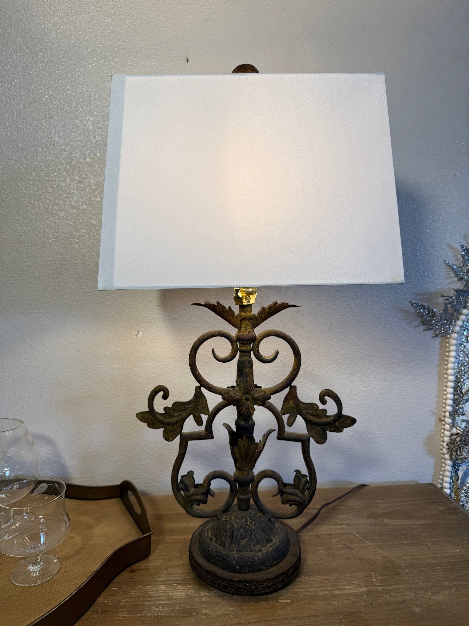 Forged Iron Table Lamp in Antique Finish - 3