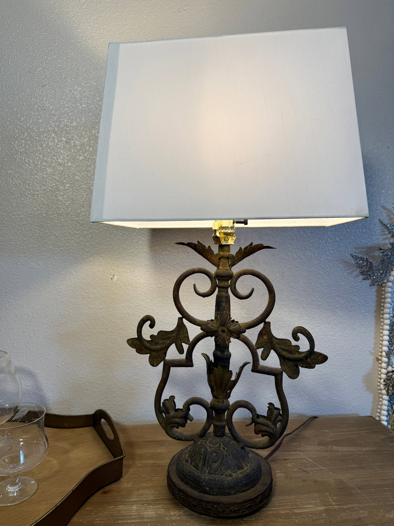 Forged Iron Table Lamp in Antique Finish - 6
