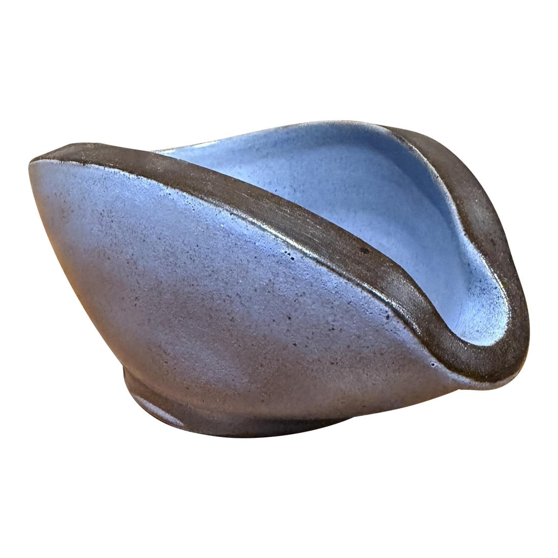 Vermeulen Holland Handmade Blue Pottery Bowl Dish Catch All Mid-Century: For your consideration, a collectible ceramic piece manufactured by Vermeulen in Holland, known for their handmade pottery. Handmade pottery, likely a vase or decorative container. The base is