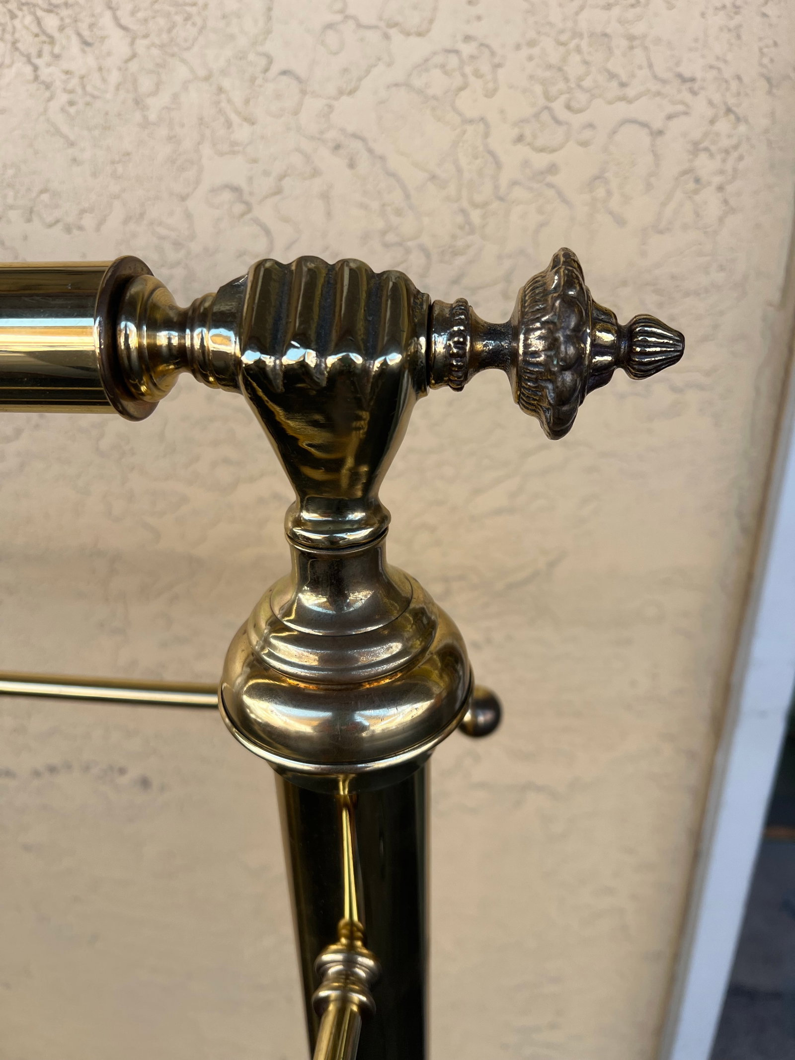 Late 19th Century Victorian Brass Quilt Blanket Rack Stand Holder With Clasped Hands - 9