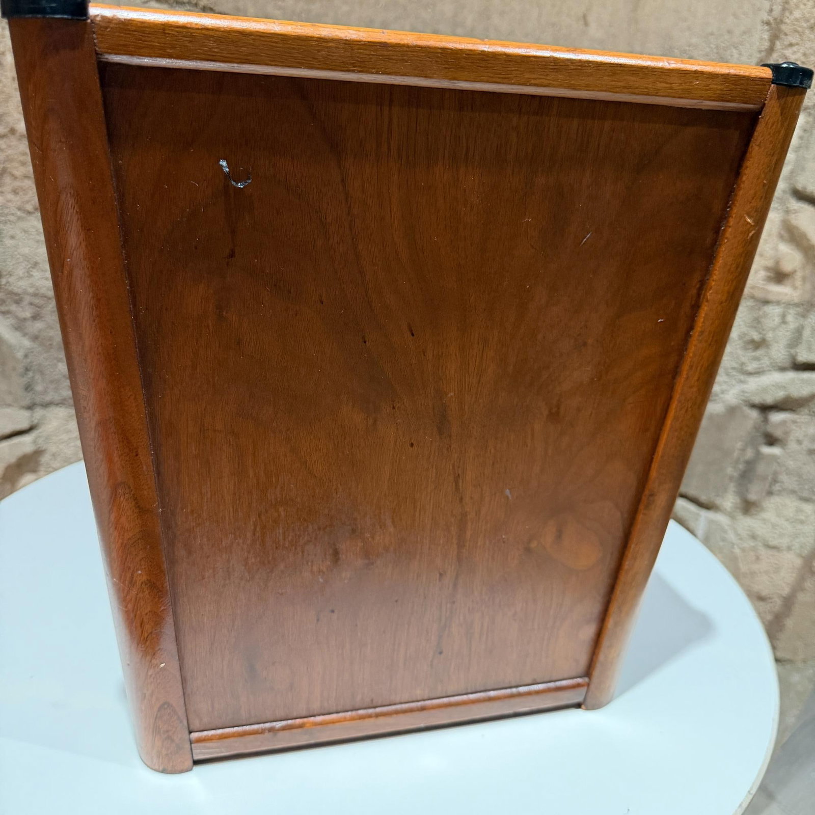 Mid-Century Modern Wood Walnut Waste Basket Paper Barrel Nucraft - 12