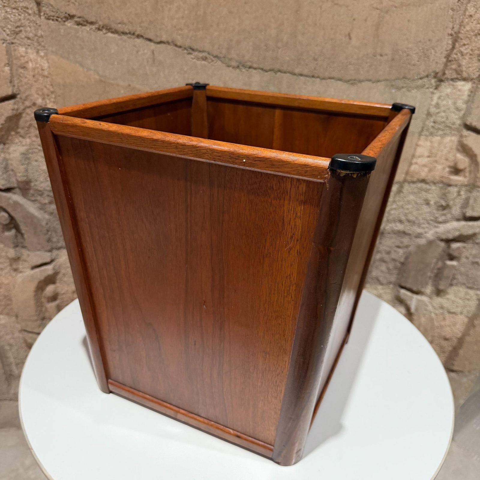 Mid-Century Modern Wood Walnut Waste Basket Paper Barrel Nucraft - 4