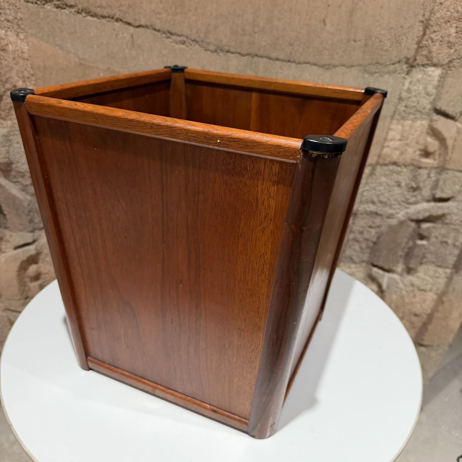 Mid-Century Modern Wood Walnut Waste Basket Paper Barrel Nucraft - 5