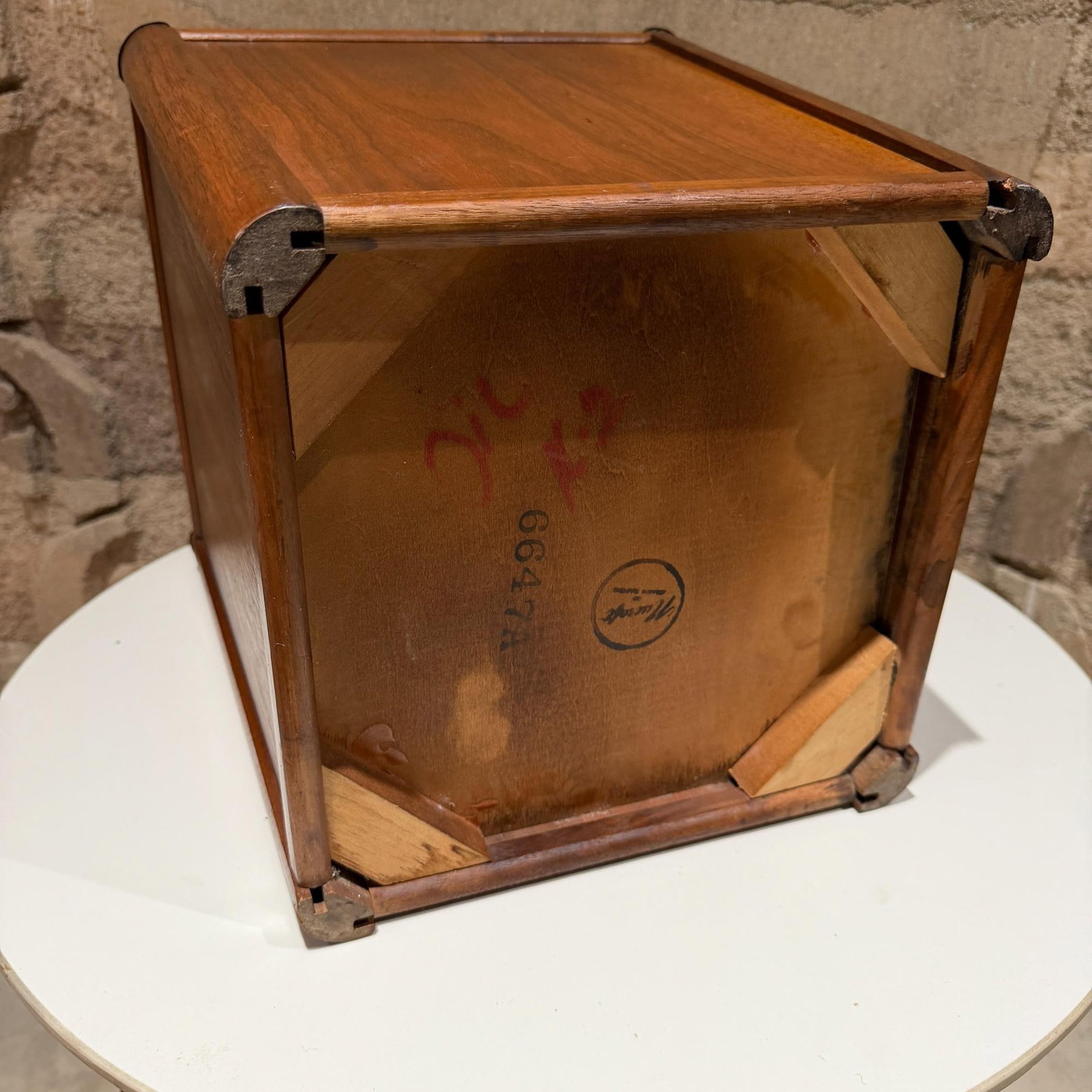 Mid-Century Modern Wood Walnut Waste Basket Paper Barrel Nucraft - 8