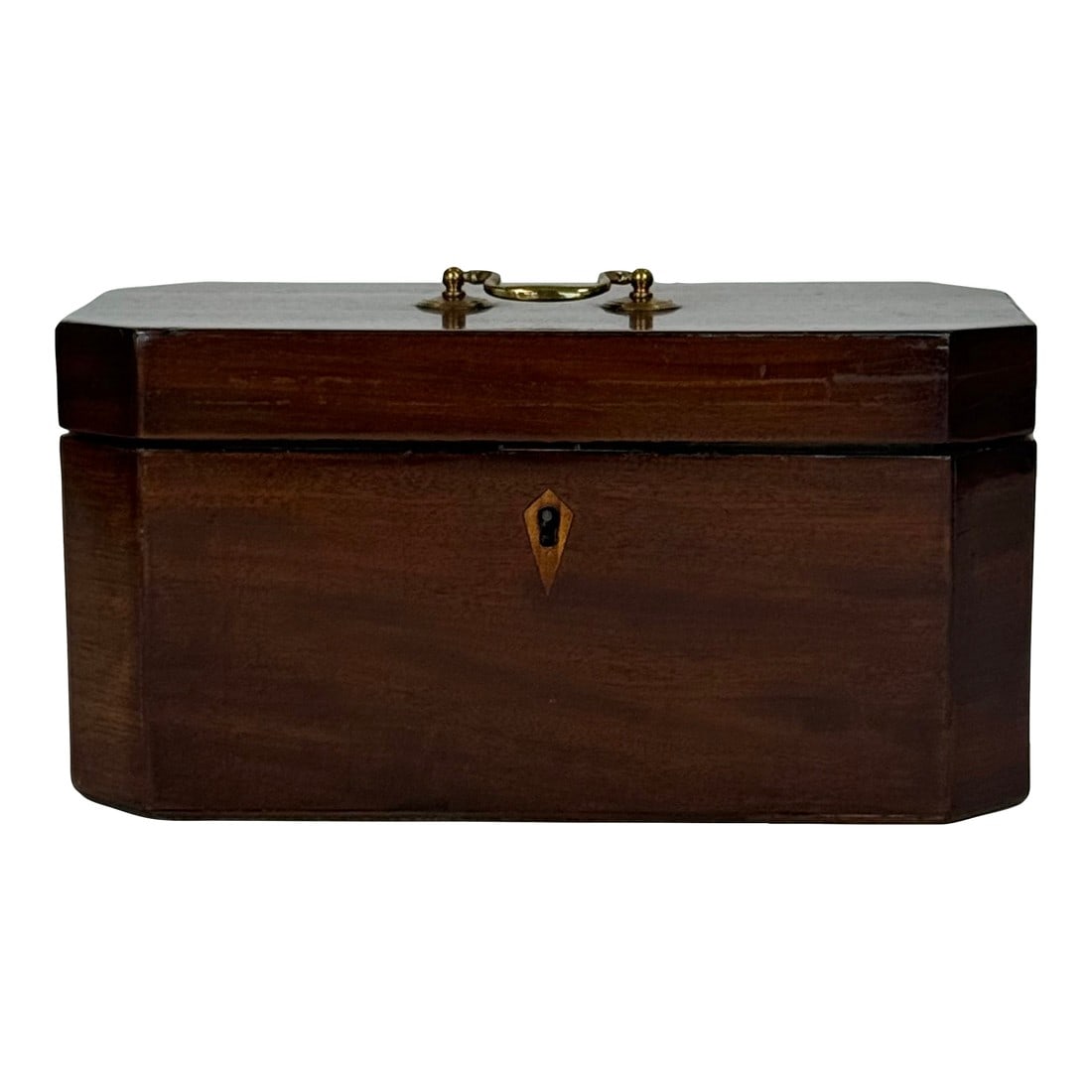 Octagonal Mahogany English Tea Caddy With Brass Hardware and Mixing Bowl (1 of 3)