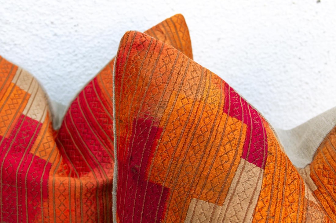 Tapurthala Mosaic, a Pair Heirloom Bagh Phulkari Pillows - 2