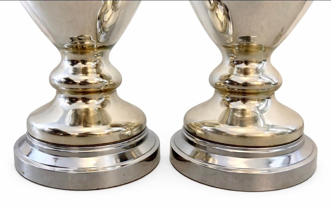 Mid 20th Century Hollywood Regency Mercury Glass Table Lamps - a Pair - 4