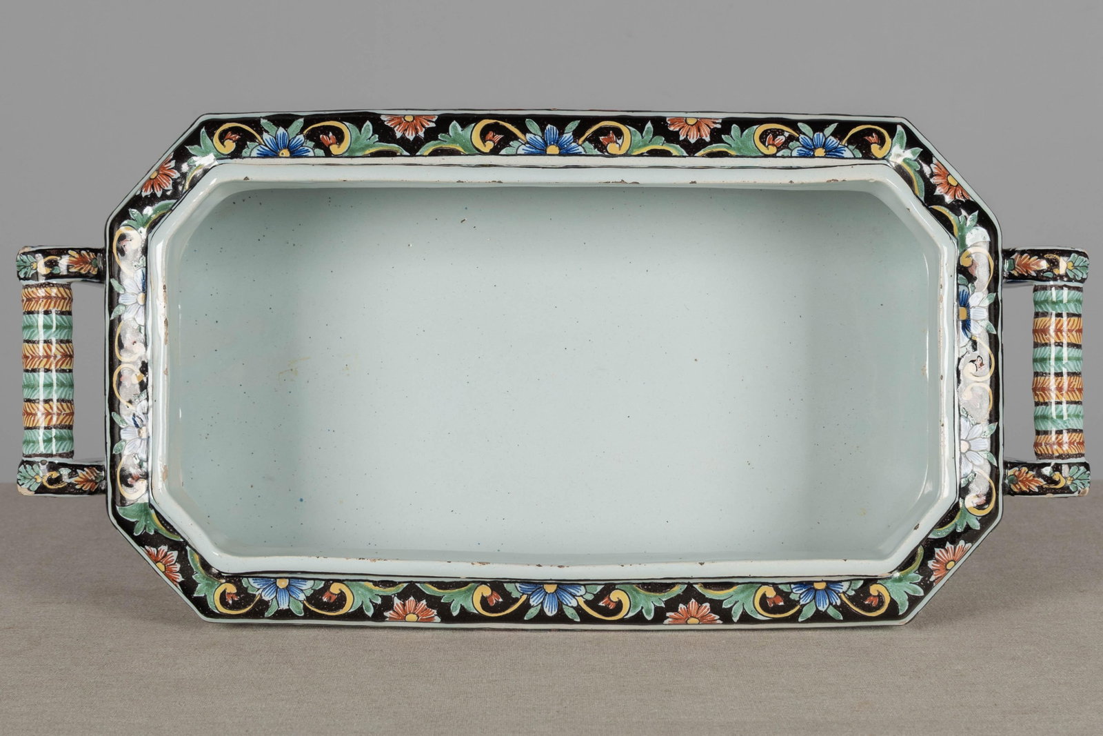 19th Century French Desvres Jardinière and Cachepot Set of 3 - 14