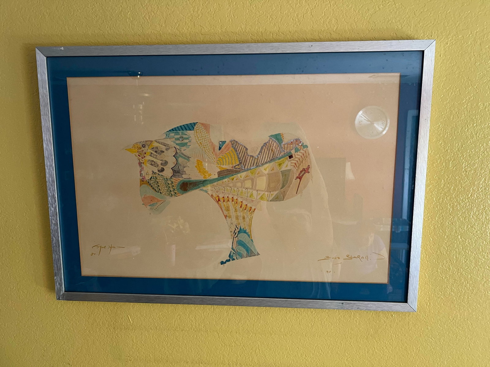 1980s Original Framed Abstract Art by Israeli Singer Boaz Sharabi - 3