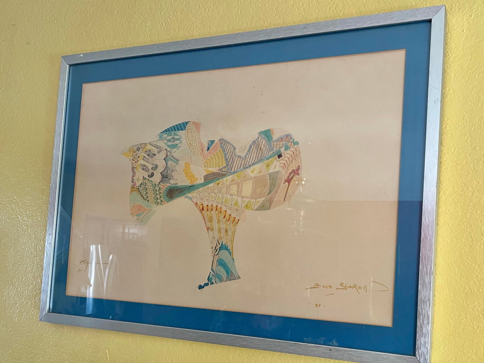 1980s Original Framed Abstract Art by Israeli Singer Boaz Sharabi - 9