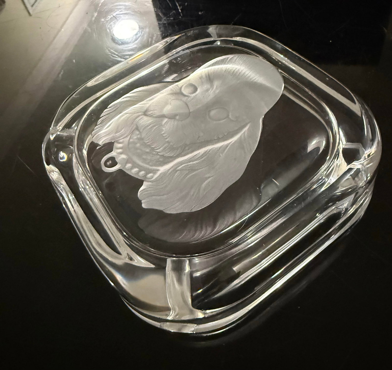1970s Sevres France Frosted Poodle Dog Ashtray 6.5in - 3