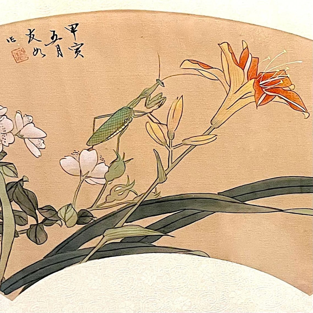 1980's Chinese Floral Paintings on Silk - Set of Three - 4
