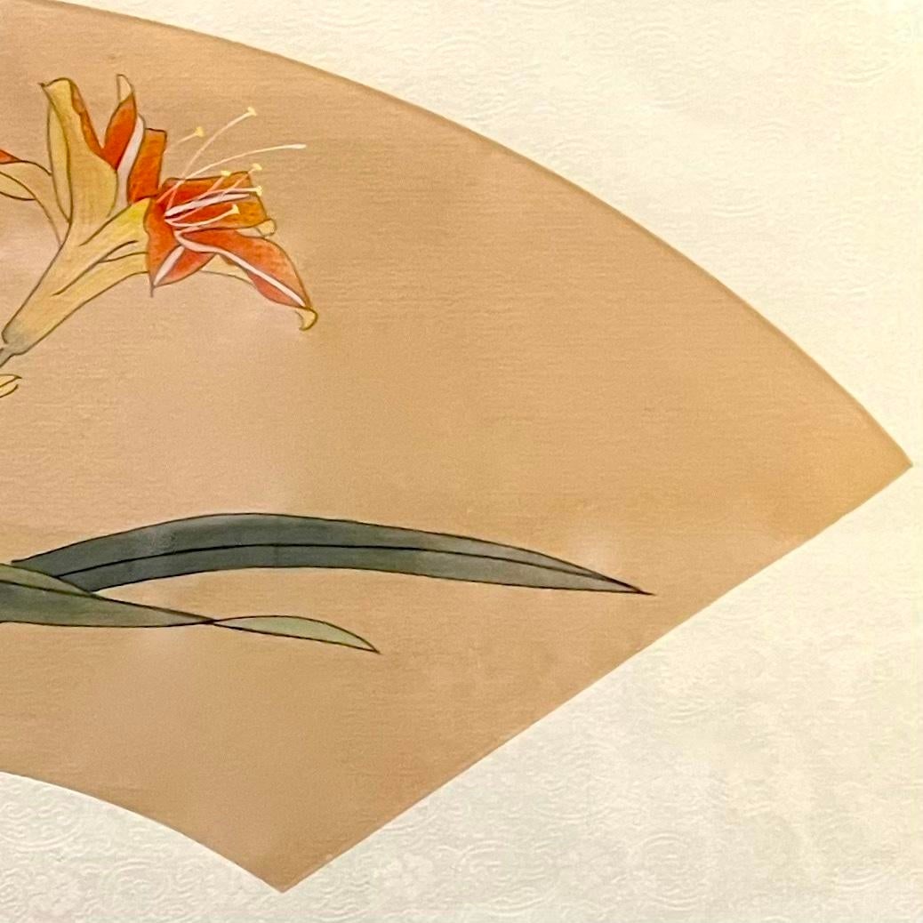 1980's Chinese Floral Paintings on Silk - Set of Three - 5