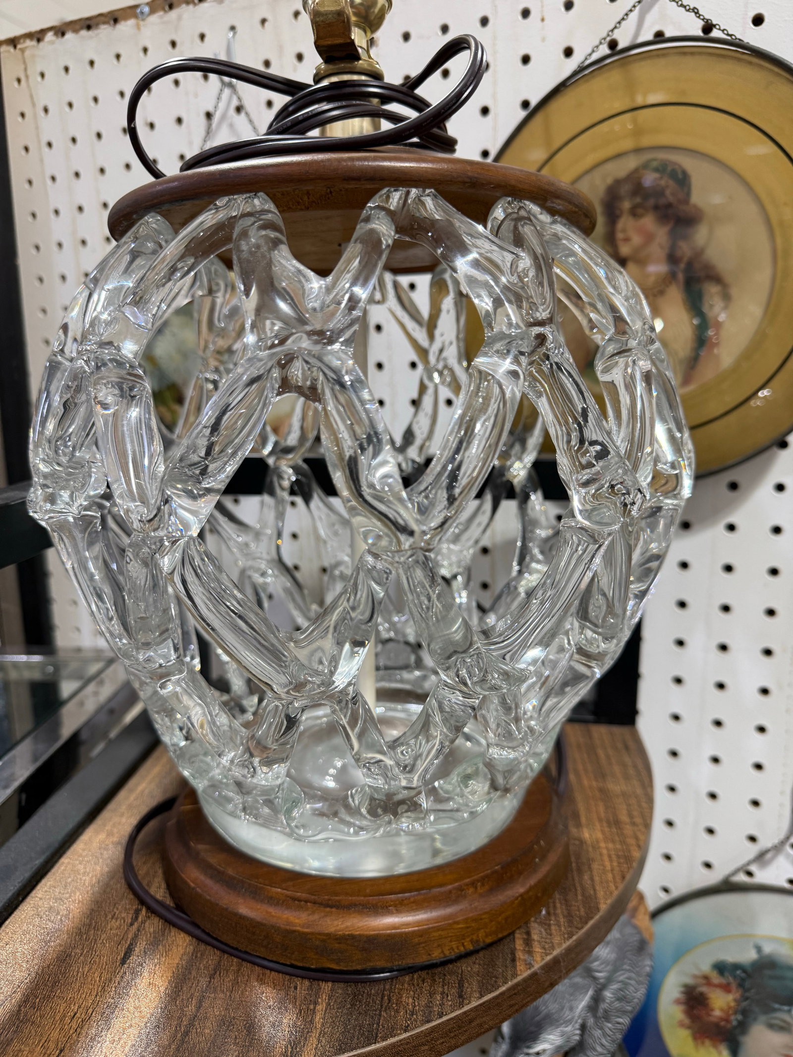Vintage Murano Interaccio Glass Centerpiece by Barovier E Toso Lamp - 2