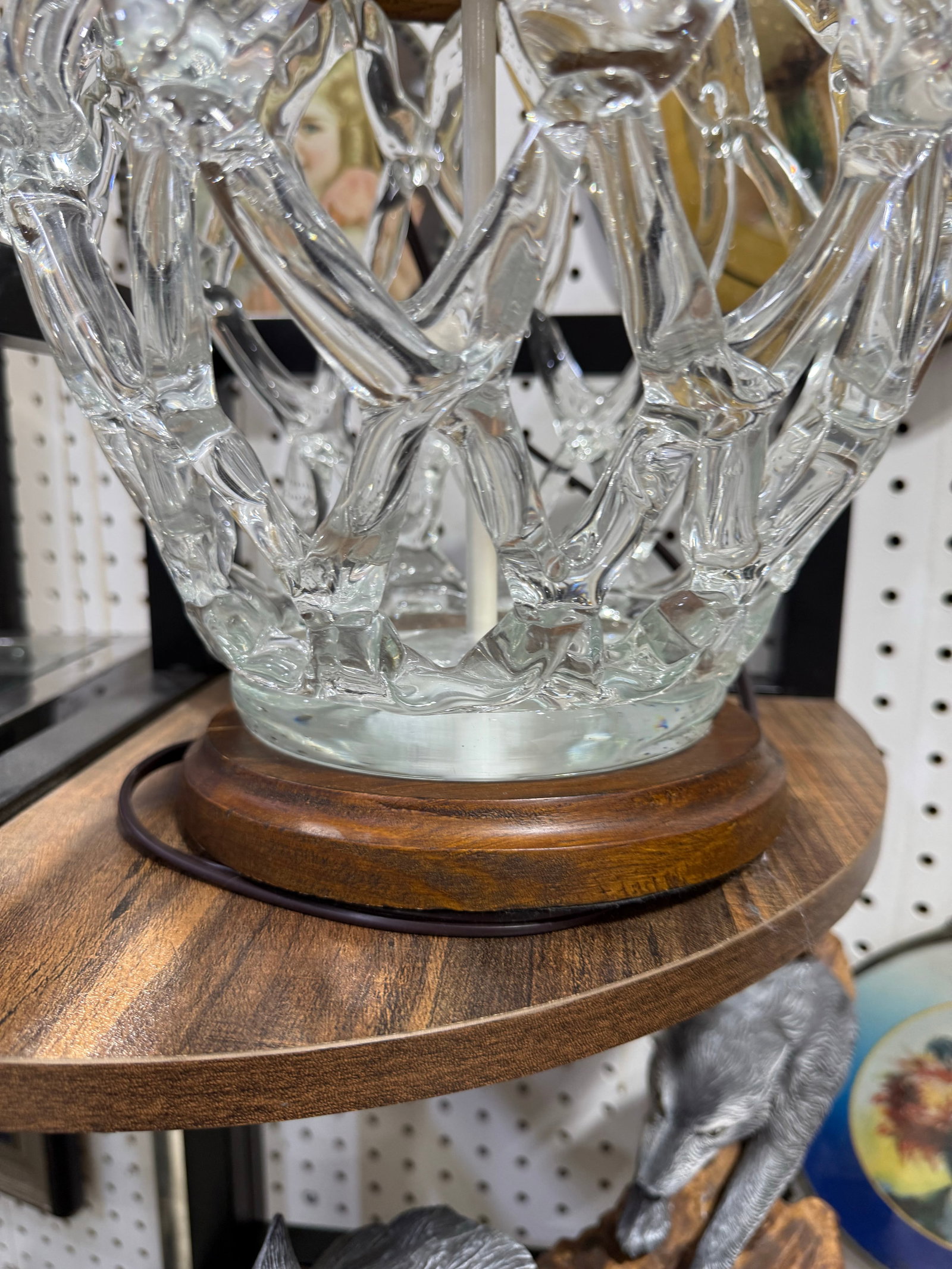 Vintage Murano Interaccio Glass Centerpiece by Barovier E Toso Lamp - 4