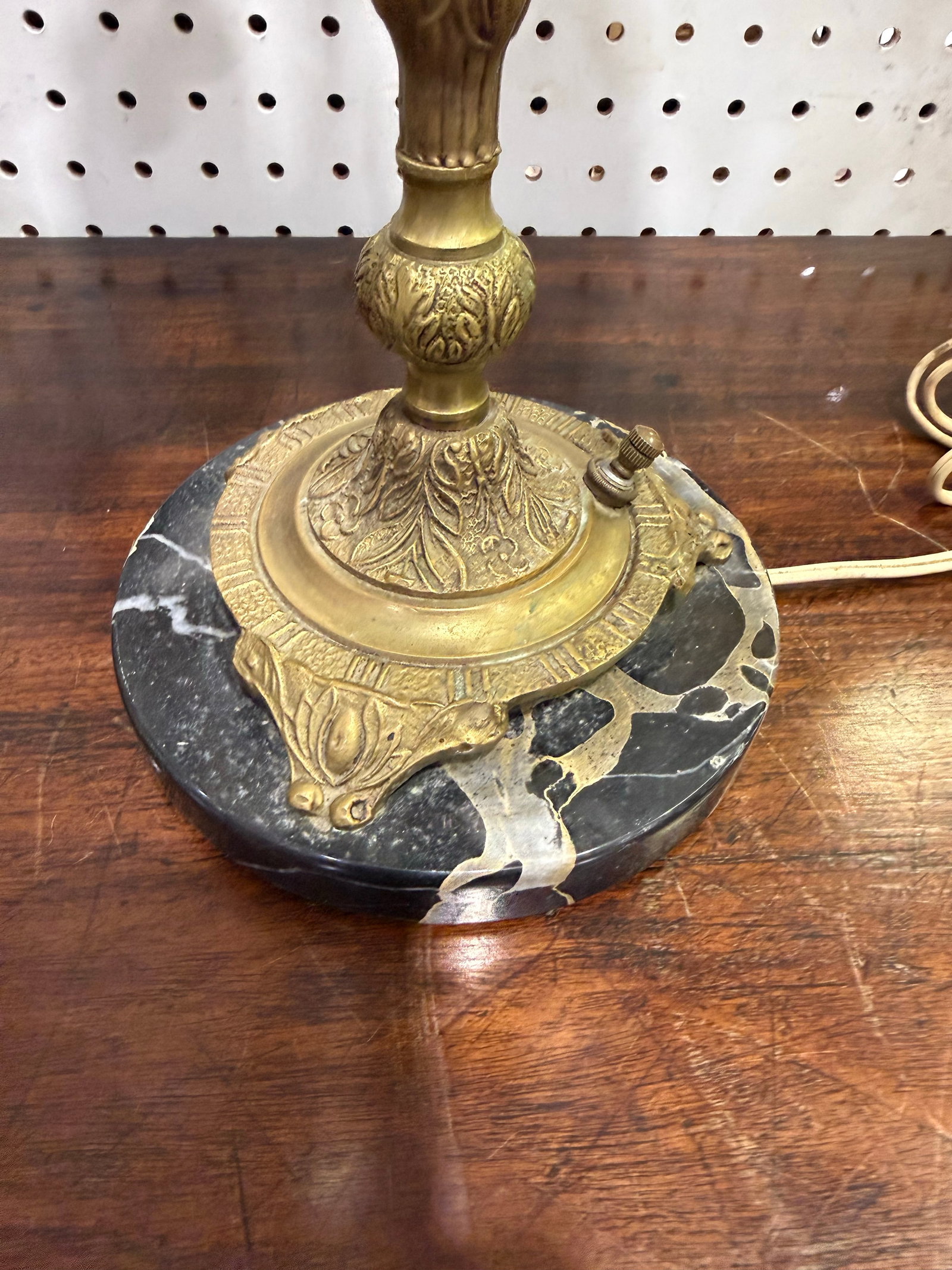 Vintage Spanish Brass Candelabra Lamp Crystal Prisms Lamp 23in - 2